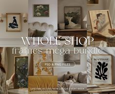 the whole shop frames mega bundle includes photos, paintings and other decorative items for sale