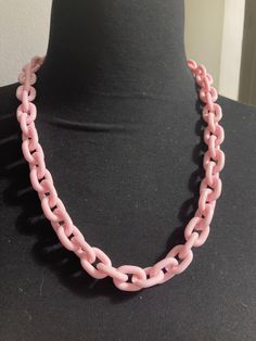 Funky baby pink 2cm linked  plastic chain link necklace 66cm Pink Link Jewelry With Adjustable Chain, Pink Link Jewelry For Gifts, Pink Chunky Chain Link Necklace, Trendy Pink Chain Link Necklace, Pink Round Necklace With Lobster Clasp, Trendy Pink Necklace With Adjustable Chain, Pink Chunky Chain Necklace For Gift, Trendy Pink Round Necklace, Trendy Pink Chain Necklace With Adjustable Chain