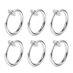 PRICES MAY VARY. [Item Contain]: 6pcs fake nose/lip/ear cartilage rings hoop with a velvet pouch. [Size]: Bar thickness: 16g (1.2mm), Inner dia.: 3/8"(10mm); Color: silver and mix color for choice. [Material]: Made with 316L surgical stainless steel, non-toxic, hypoallergenic and nickel free piercing body jewelry. Great for sensitive skin! Polished surface makes them comfortable to wear. [Using]: These fake piercing jewelry kit can be used as fake spring nose rings hoop, nostril spring hoop, fak Helix Piercing Ring, Lip Earrings, Septum Earrings, Faux Nose Ring, Fake Nose Ring, Piercing Labret, Fake Lips, Septum Hoop, Faux Piercing