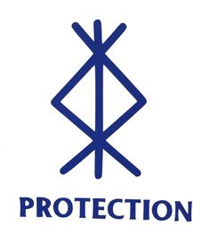 the protection logo is shown in blue and white, with an arrow at the center