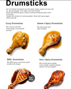 the different types of drumsticks are shown in this poster, which shows how to use