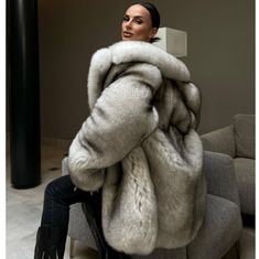 Women's Real Silver Fox Fur Coat Warm Thick Full Pelt Jacket Luxury Fur Overcoat | eBay Luxury Long Coat For Fall, Luxury Long Sleeve Blazer For Winter, Luxury Oversized Outerwear, Elegant Hooded Fur Coat For Fall, Luxury Oversized Outerwear For Fall, Luxury Oversized Fall Outerwear, Luxury Long Sleeve Outerwear For Fall, Luxury Long Sleeve Fall Outerwear, Luxury Hooded Parka For Fall