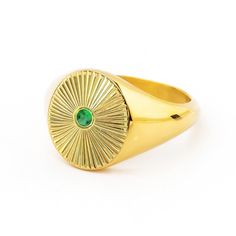 A beautiful emerald signet ring with unique carvings. *real images of the ring, taken by us* Face Size: 13x11mm Natural Emerald: 3mm (0.10ct) Material: - 9K Gold (375) - 14K Gold (585) - 18K Gold (750) *All signet rings are hallmarked on the back for certification* - We offer FREE Worldwide DHL & FedEx Shipping! - Branded DanelianJewelry Gift Box with each order! Our customer service is available 7 days a week. Leave us your message, and we will get back to you within a little time. ✔️ Tracking Emerald Signet Ring For May Birthstone, Gold Emerald Signet Ring Gift, Gold Emerald Signet Ring For Promise, Emerald Signet Ring With Polished Finish, Green Signet Ring With Polished Finish For Promise, Heirloom Emerald Signet Ring As Gift, Emerald Signet Ring For Anniversary, Emerald Signet Ring With Polished Finish As Gift, Green Signet Ring For Wedding, May Birthstone