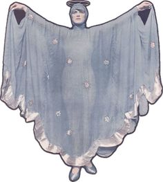 an image of a woman wearing a blue cape