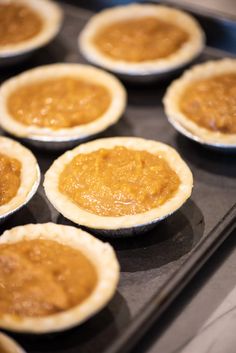 there are many pies in the pan ready to be baked