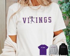 a women's t - shirt with the word virginia in purple and white on it