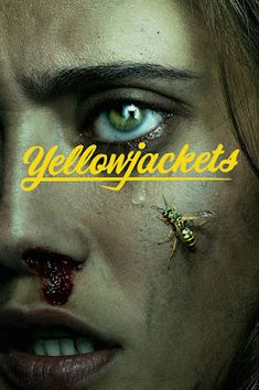 a close up of a person's face with the words yellowjackets on it