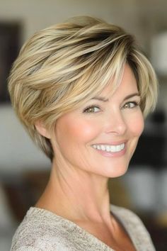 Save this pin for the best short layered haircuts for women over 50. This layered pixie gives you all the height and texture you need. The layers give lift around the crown, making your hair look thicker and fuller. Short Choppy Layered Haircuts, Short Layered Haircuts For Women, Layered Wavy Bob, Hair Styles For Over 50, Choppy Layered Haircuts, Hair 2025, Crown Making, Layered Pixie, Layered Haircuts For Women