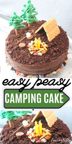 a cake that has been made to look like a camp site