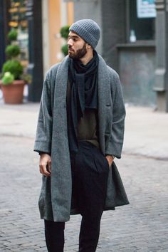 CARSON STREET CLOTHIERS Flamboyant Natural Kibbe, Natural Kibbe, Grey Overcoat, Flamboyant Natural, Beanie Outfit, Mens Fashion Fall, Outfit Trends, Mens Winter Fashion, Mens Fall