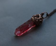 Frozen Blood Crystal Necklace, Healing Necklace, Copper Rustic Red Crystal Pendant, Healing Jewelry, Boho Crystal, Healing Necklace, Healing Jewelry, Red Crystals, Raw Crystal, Crystal Pendant, Crystal Necklace, Frozen, Healing