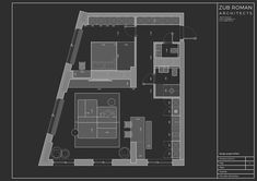 the floor plan for an apartment with a kitchen, living room and dining area in it