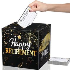 PRICES MAY VARY. Package Contains: you will receive the package with a retirement party sign box (approx. 7.48 x 7.48 x 7.48 inches) and 50 pieces of retirement advice and wishes cards, the card is approx. 4.72 x 3.15 inches each; Enough cards for guests that will attend your party Material: different parts of the retirement cards and box are made of cardboard paper, which is more stable; The card is smooth and easy to write with a good texture, not easy to fade or fray, and are indispensable pr Happy Retirement Wishes, Retirement Party Sign, Retirement Wishes, Retirement Advice, Retirement Cards, Happy Cards, 65th Birthday