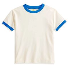 A nostalgic tribute to the iconic Retro times in off white and blue colors. Crafted with care, this Ringer Tee combines classic design elements with a touch of vintage charm. Made from high-quality cotton, our ringer t-shirt offers a comfortable and breathable fit Retro Cream Short Sleeve T-shirt, Retro Cream Top With Short Sleeves, Retro Cream Tops With Graphic Print, Retro Beige Short Sleeve T-shirt, Retro Cream Top With Graphic Print, Retro Cream Cotton Tops, Retro Cream Cotton Top, Cream Cotton Retro Top, Retro Style Blue T-shirt For Spring