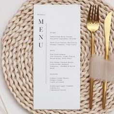 Long Minimalist Wedding Menu - Make Me Digital: printable event invitations, party games & decor Thank You Place Cards Wedding Table Settings, Thank You Card Place Setting Wedding, Thank You Place Setting Wedding, Simple Modern Table Setting, Thank You Table Cards, Place Setting Thank You Card, Wedding Thank You Cards On Plates, Wedding Thank You Place Setting, Wedding Thank You Notes On Table