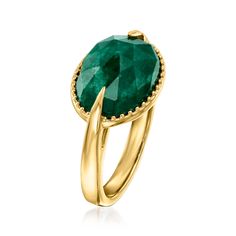 Ross-Simons - 5.00 Carat Emerald Ring in 18kt Gold Over Sterling. Size 6. An RS exclusive. Acquire a classic look with this color-rich gemstone ring, featuring a verdant 5.00 carat oval emerald in polished 18kt yellow gold over sterling silver. 1/2" wide. Emerald ring. Emerald birthstones are the perfect gift for May birthdays. Fine Jewelry Yellow Gold Emerald Ring With Polished Finish, Fine Jewelry Yellow Gold Polished Emerald Ring, Classic Emerald Ring In Yellow Gold With Polished Finish, Classic Yellow Gold Emerald Ring With Polished Finish, Yellow Gold Polished Round Cut Emerald Ring, Yellow Gold Polished Emerald Ring With Round Cut, Yellow Gold Emerald Ring With Polished Finish, Formal Yellow Gold Emerald Ring With Polished Finish, Formal Yellow Gold Emerald Ring With Diamond Cut