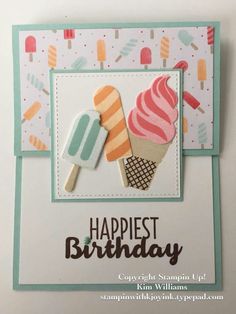 a birthday card with ice cream and popsicles