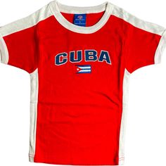 Cuba Women’s Embroidered Top Cuba Women, Baby Tees Y2k, Embroidered Top, Baby Tee, Infant Tees, Cuba, Red White, Womens Tops, Crop Tops