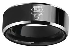 Chicago Bulls Ring #chicago #bulls #chicagobulls #chitown #nba #basketball #weddingring #giftideas #jewelry #jordan #customring #anniversary Made of HIGH-QUALITY Jewelry Grade Tungsten Carbide Resistant to normal wear and tear, scratching, fading, corrosion, and deformation Precision Laser engraving - Logos will not rub off 8mm width comfort band Unisex New FREE Shipping Black Ring Wedding, Nba Rings, Green Wedding Rings, Los Angeles Lakers Logo, Nba Bulls, Warrior Ring, Kobe Bryant Black Mamba, Black Wedding Rings, Wedding Ring Sizes