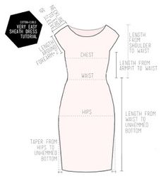 a dress with measurements for the waist and shoulders, as well as instructions to measure it