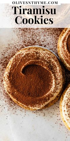 three cookies with powdered sugar on top and the title overlay reads, five different types