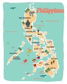 an illustrated map of the philippines