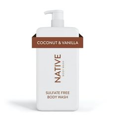 Looking for a body wash that is free of sulfates, parabens, and phthalates? Look no further than Native! Native Body Wash is formulated without sulfated surfactants and leaves skin feeling squeaky clean. Lovingly made with cleansers derived from plants, enjoy our "sud-sational" rich, creamy lather. This body wash does not leave any residue on skin and leaves skin feeling refreshed. Native: Clean. Simple. Effective Size: 36 fl oz.  Color: White. Native Coconut Vanilla Body Wash, Native Body Wash Coconut, Native Soap, Native Body Wash, Sulfate Free Body Wash, Vanilla Body Wash, Shower Products, Body Care Routine, Sulfate Free