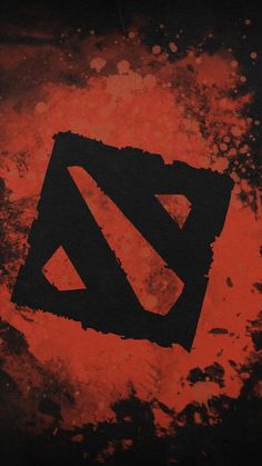 a black and red painting with the letter d in it's center on a dark background