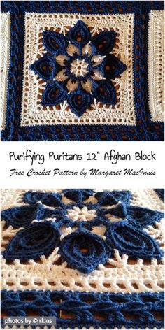 two pictures showing the same pattern as they appear in crocheted granny's afghans