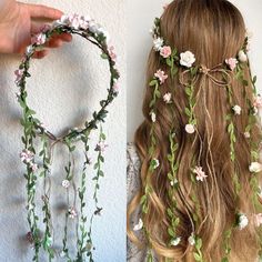 Flower Goddess Outfit, Flower Crown With Crystals, Faerie Themed Party, Colorful Bridal Jewelry, Fairy Headband Diy, Flower Crown Prom, How To Make A Fake Flower Crown, Ren Faire Flower Crown, Flower Theme Outfit