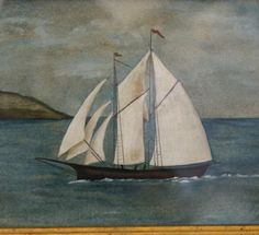 a painting of a sailboat in the ocean