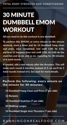 the 30 minute dumbble mom workout is shown with instructions for how to do it