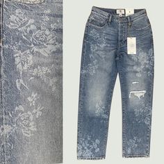 New With Tags. Lucky Brand X Laura Ashley High Rise 90's Loose Jeans Size 0/25 Lucky Brand X Laura Ashley Floral Pattern Jeans W/ Distressing At Knee With Floral Patch Underlay. Light Distressing Allover. Floral Pattern Resembles Roses. Price Is Flexible! Measurements (Garment Lying Flat): Waist - 14.25" Leg Opening - 7.25" Rise - 10.25" Inseam - 29.25" Content: 99% Cotton, 1% Elastane Please Note That Dogs In Home; Smoke-Free Home; Measurements Are Approximate; We Use/Reuse Recycled Packaging W Pattern Jeans, Sweet Jeans, Lucky Jeans, Patterned Jeans, Loose Jeans, Medium Wash Jeans, Classic Jeans, Capri Jeans, Lucky Brand Jeans