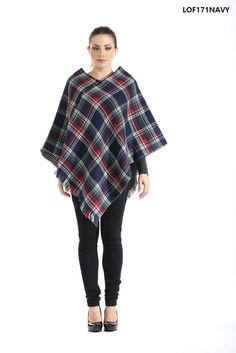 100% Acrylic Casual Plaid Poncho For Winter, Casual One-size Cape For Cold Weather, Casual One Size Cape For Cold Weather, Casual One Size Shawl Poncho, Oversized Plaid Poncho For Fall, Oversized Shawl Poncho In Casual Style, Casual Oversized Shawl Poncho, Plaid Winter Poncho, Winter Plaid Poncho