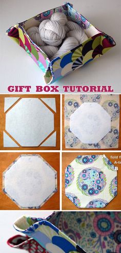 the instructions for how to make an origami box with paper and yarn in it