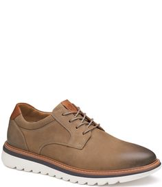 From Johnston & Murphy&#x2C; the Men's Braydon Plain Toe Lace-Up Oxfords feature: Oiled nubuck upperLace-up closureLeather and textile liningsHighly Cushioned&#x2C; molded TRUFOAM™ footbedFlexible&#x2C; and lightweight TRUFOAM™ outsoleImported. Dark Taupe, Johnston Murphy, Boy Shoes, Dillard's, Casual Fits, Business Casual, Shoe Laces, Men's Fashion, Bass