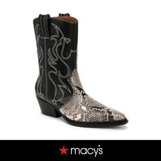 in stock Black Snake, Franco Sarto, Printed Leather, Snake Print, Western Boots, Black Grey, Black Boots, Womens Boots, Black And Grey