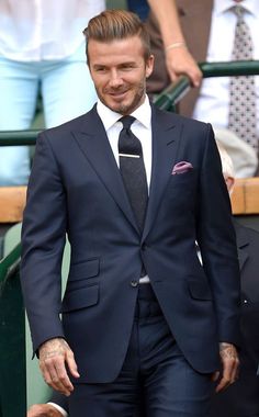 55 Ways To Wear a Navy Blue Suit | A Gentleman's Row Beckham Suit, David Beckham Suit, David Beckham Style, A Man In A Suit, Man In A Suit, Entertainment Table, Designer Suits For Men