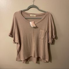 This Is From Altar’d State’s Plus Size Line (A Beautiful Soul). Never Been Worn With Tags Still Attached! Mauve/Blush Color Casual Taupe Tops For Fall, Casual Taupe Tops For Day Out, Casual Taupe Tops For Spring, Casual Beige Short Sleeve Knit Top, Casual Oversized Taupe Top, Casual Brown Knit Top, Brown Crew Neck Top For Day Out, Brown Short Sleeve Knit Top For Summer, Bow Back Shirt