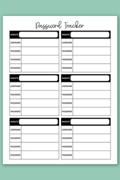 a printable passport tracker with the words passport tracker written on it in black and white