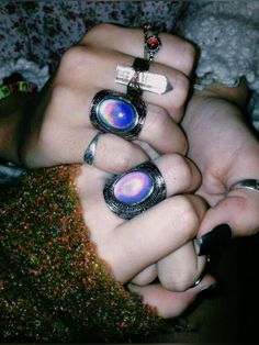 Mood Ring Aesthetic, Hands With Rings, Ring Aesthetic, Mood Ring, Purple Aesthetic