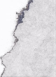 an abstract drawing with dots in the shape of a map