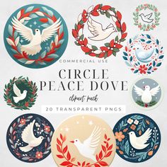 circle peace dove clipart pack