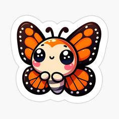 an orange and black butterfly sticker