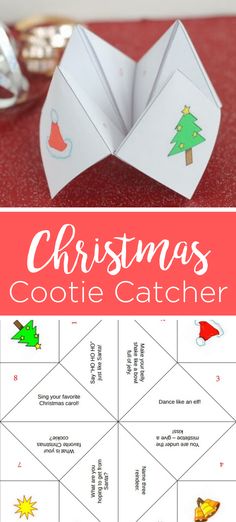 an origami christmas cookie catcher with instructions to make it