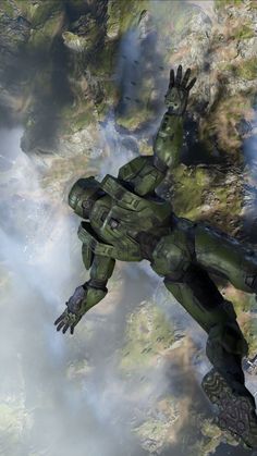 a sci - fi character flying through the air with his arms outstretched in front of him