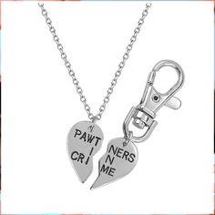 Lux Accessories PAWtners in Crime Partners Best Friends BFF Pendant Necklace Matching Dog Tag Collar Keychain Bff Pendant, Necklace Matching, Dog Collar Tags, Friend Bff, Dog Tag, Accessories Store, Dog Tags, Dog Collar