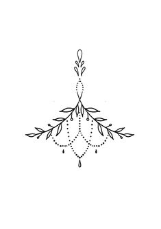 a black and white drawing of an ornament with leaves on it's sides