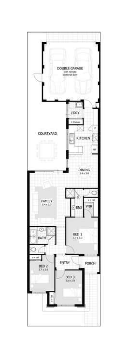 the floor plan for a two bedroom apartment with an attached garage and living room area