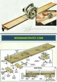 the woodworking manual shows how to make a table sawing bench with an extension